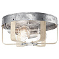 Gartin 12" 3 Light Flush Mount Galvanized Steel White-Washed Wood потолочный светильник 38241 Kichler — фото 1