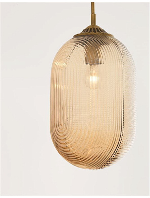 подвесная лампа с овальным рифленым плафоном из матового стекла