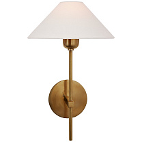 Hackney Single Sconce полированная старая латунь с льняным абажуром
