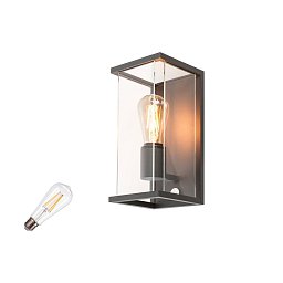 Уличный настенный светильник SLV QUADRULO SENSOR LAMP SET, с датчиком, с лампой E27, 7,5 Вт, 2700 K, IP44