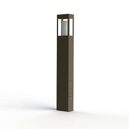 108021054 Roger Pradier Brick2 садовый столбик серо-коричневого оттенка с прямоугольным корпусом и стеклянной вставкой