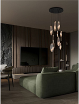 Triac Dimmable Matt Black & Chrome Steel Clear & Sand Glass LED 23Watt 220-240Volt 668Lm IP20 3000K D:60 H:210 cm