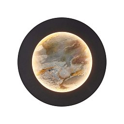 Бра Favourite Lago 4596-1W — круглое бра 300 мм из зелёного песчаника на чёрной основе