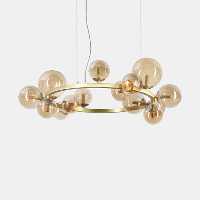 322797 Ideal Lux PERLAGE SP14 AMBRA подвесной светильник янтарная сатинированная латунь