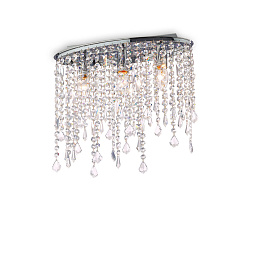 008370 Ideal lux Rain потолочный светильник с подвесками из прозрачного хрусталя на зеркальной основе