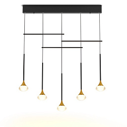 DROPS 5 25.30 BG Led Technology DROPS подвесная люстра с несколькими ниспадающими светильниками на штангах и прямоугольным потолочным основанием