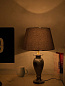 Charcoal Marble Vase Table Lamp With Grey Fabric Shade настольная лампа FOS Lighting Flower-BlackMarble-ChromeRimGrey14-TL1