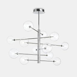 200118 Ideal lux Equinoxe подвесная люстра с двенадцатью сферическими плафонами на хромированном каркасе