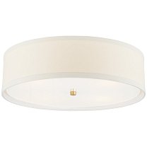 Walker Large Flush Mount позолота с кремовым льняным абажуром