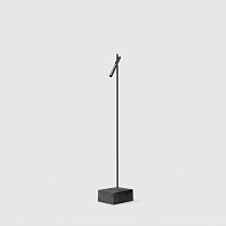 esprit single floor black, gun black lamphead, natural steel blue base