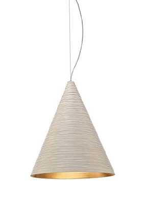 подвесной светильник с высоким коническим плафоном кремового оттенка