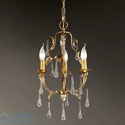 4819/3 MM lampadari Villa классическая люстра на три рожка с хрустальными подвесками и золотым основанием