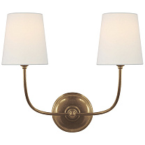Vendome Double Sconce полированная старая латунь с льняными абажурами