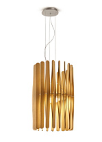 подвесной светильник с цилиндрическим плафоном из деревянных ламелей