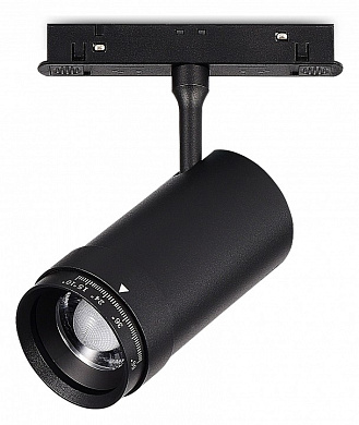магнитный трековый прожектор с цилиндрическим корпусом чёрного цвета 48V
