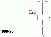 UP&DOWN pendant ø 50 h 30 with metal structure covered with fabric cat. B. Adjustable heigh system with weight and electrical wiring with power supply from down