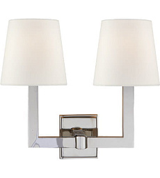 SL2820PN-L Visual Comfort Square tube двухрожковое настенное бра с квадратной рамой и полированным никелевым покрытием