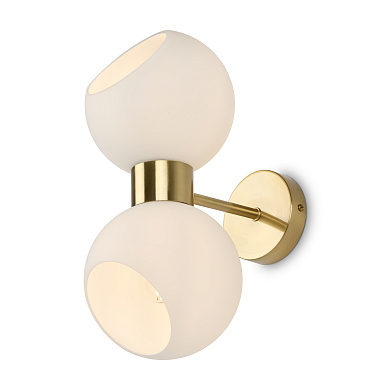 настенный светильник с двумя сферическими плафонами из матового стекла