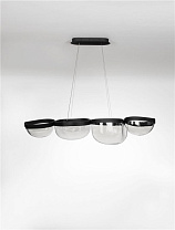 Triac Dimmable Sandy Black Steel & Clear Handmade Glass LED 43Watt 220-240Volt 1766Lm IP20 3500K L:116 W:30 H:174cm