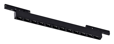 магнитный трековый светильник линейного формата чёрного цвета с узким корпусом 24V