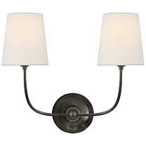 Vendome Double Sconce бронза с льняными абажурами