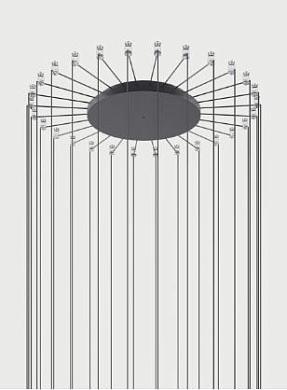 R10L28 2000 Lodes RADIAL CANOPY MAX 28 LIGHTS ø 42CM MATT BLACK CE Основание подвесного светильника черный