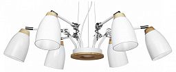 LOFT4402/6WH Loft It Watchman подвесной светильник с деревянным основанием и белыми плафонами
