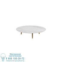СТОЛ STYLETTO LOW LOUNGE Ø 160CM НОЖКИ ИЗ ТИКА КЕРАМИЧЕСКАЯ СТОЛЕШНИЦА BIANCO STATUARIO Royal Botania