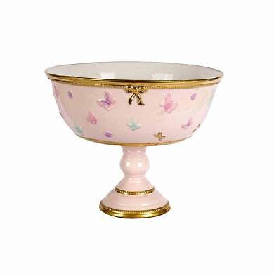 Butterfly pastel pink footed fruit bowl 0007153-555 чаша, Villari