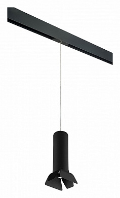 подвесной трековый светильник цилиндрической формы чёрного цвета для однофазного шинопровода