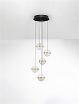 Triac Dimmable Matt Black Aluminium Brass Gold Steel, Alabaster Glass & Clear Acrylic LED 45Watt 220-240Volt 1990Lm IP20 3000K D:33 H:180 cm