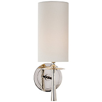 Drunmore Single Sconce полированный никель с льняным абажуром