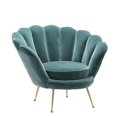 110293 Chair Trapezium cameron deep turquoise кресло Eichholtz