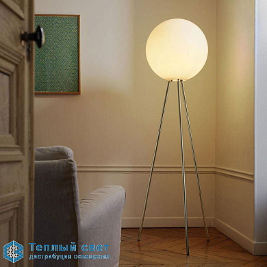 торшер с круглым абажуром на изогнутой стойке
