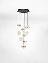 Triac Dimmable Matt Black Aluminium Brass Gold Steel, Alabaster Glass & Clear Acrylic LED 81Watt 220-240Volt 3582Lm IP20 3000K D:52 H:250 cm