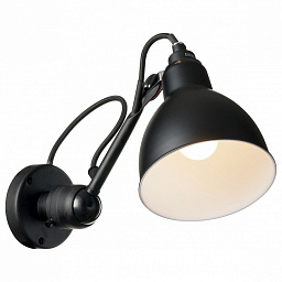 765607 Lightstar Loft настенное бра с чёрным плафоном и золотыми элементами