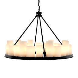 круглая люстра с искусственными свечами и LED-спотами