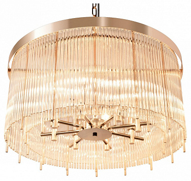 подвесной светильник с кольцевым каркасом и стеклянными подвесками