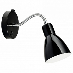 A1408AP-1BK Arte Lamp Dorm настенное бра с коротким изогнутым кронштейном и чёрным плафоном