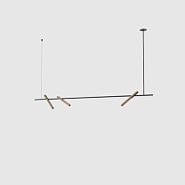 esprit pendant triple 1800 black, brushed gold lamphead