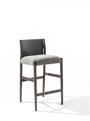 Полубарный стул Sveva Porada H65 с кожаной спинкой SVEVA-STOOL-H65-L0F0AS-A25AN-A67AH