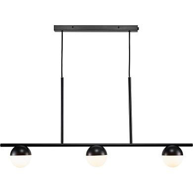 подвесной линейный светильник с пятью плафонами чёрный