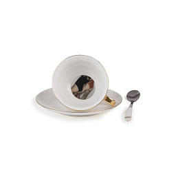SE09965 Seletti Guiltless чайная пара из фарфора с блюдцем и ложкой белого цвета
