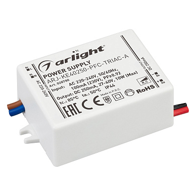 028780 Arlight LED драйвер ARJ-KE40250-PFC-TRIAC-A (10W, 250mA)