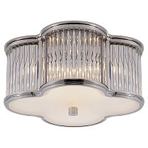 Basil Small Flush Mount полированный никель и прозрачные стеклянные стержни с матовым стеклом