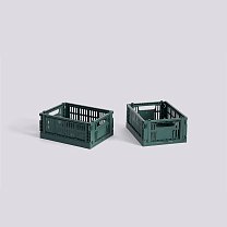 Ящик для хранения HAY Colour Crate Mini, набор из 2 шт., темно-зеленый