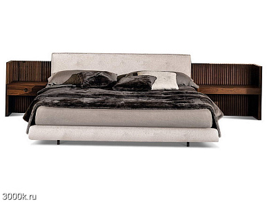 Brasilia Мягкая двуспальная кровать со встроенными тумбочками Minotti