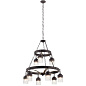 Grainger 38.25" 9 Light 2 Tier Chandelier Weathered Zinc Clear Water Glass люстра 82337 Kichler — фото 1