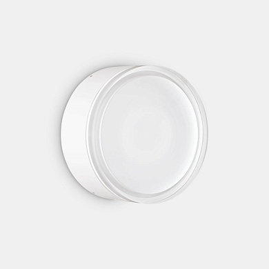 потолочный светильник для фасада с круглым корпусом и белым плафоном