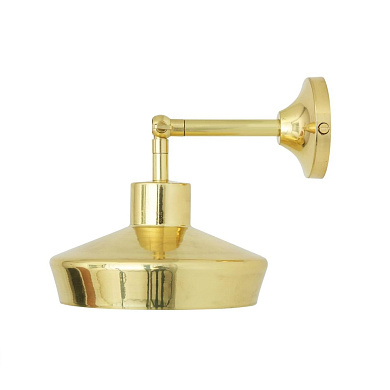 одноламповый настенный светильник с латунным коническим плафоном